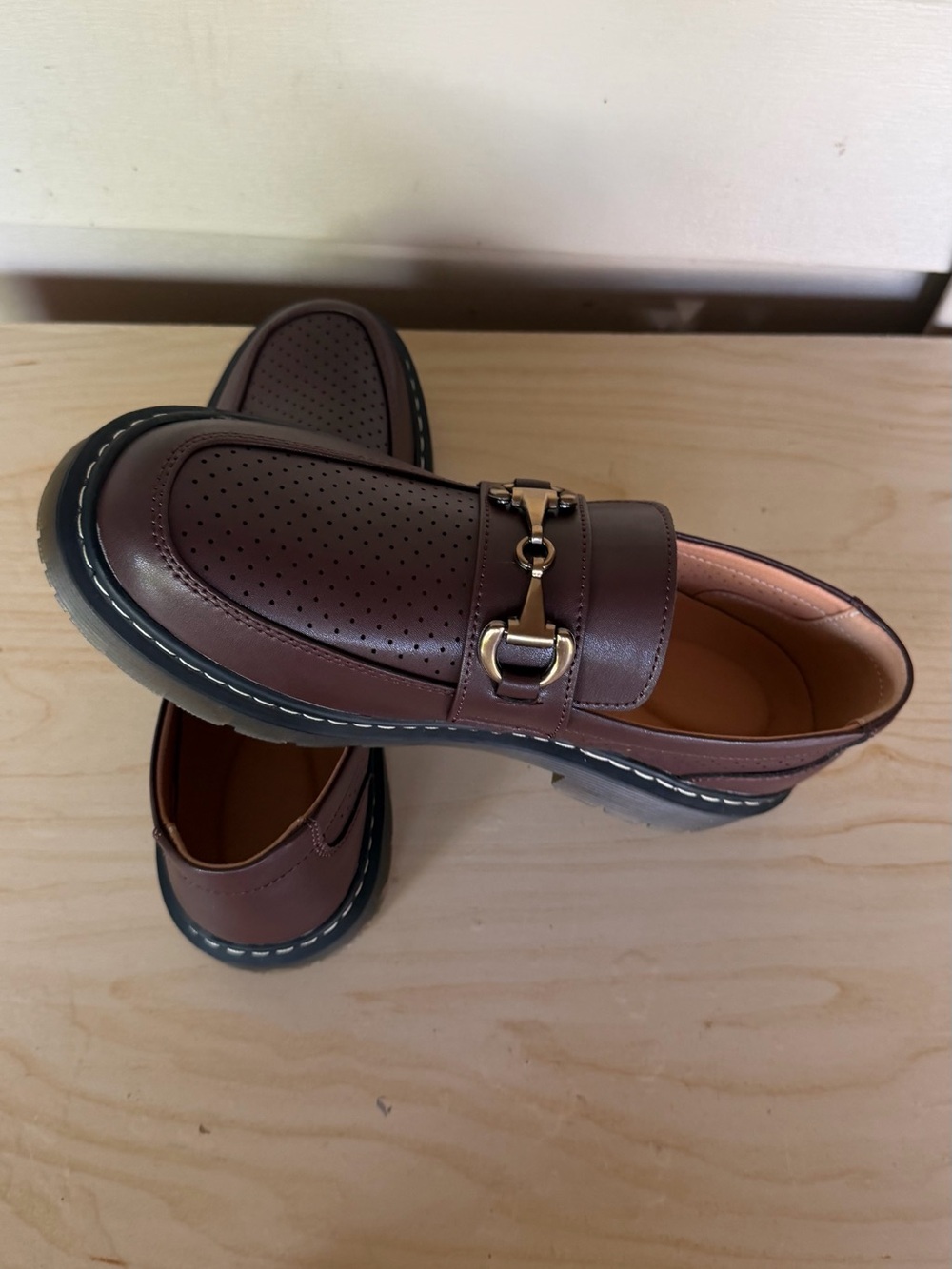Men's Brown Leather Bit Loafers - Classic Slip-On Dress Shoe